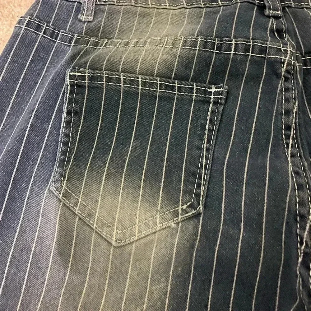 Super flare stretch high rise striped jeans-large NWOT